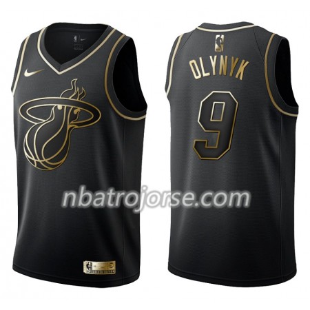Män Miami Heat Tröja Kelly Olynyk 9 Nike Svart Guld Edition Swingman